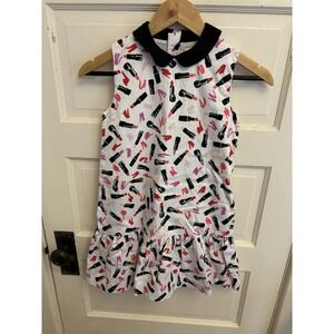 Kate Spade Girl's White Sleeveless Lipstick Dress Peter Pan Collar Size 10Y $84‎